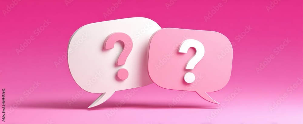 Poster the colorful question marks in playful speech bubbles on a vibrant background
