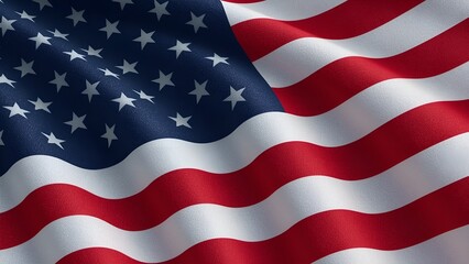 Realistic vector illustration of waving American flag with stars and stripes in high resolution for patriotic, national, independence day, and government-themed design