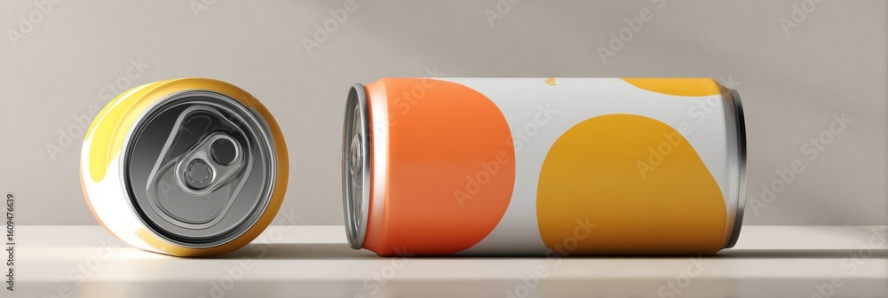 Poster abstract minimalistic beer label design showcases bold colors on a blank can with a clean left side 