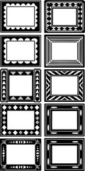 Decorative borders rectangular frames black and white design elements graphic vector art illustration collection - vector illustration