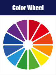 Obraz premium Rotating Color Wheel with Triangular Pie Slice Animation. A colorful pie chart with 12 triangular segments spins smoothly in endless circular motion.