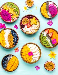 Colorful Fruit Smoothie Bowl Background for Healthy Lifestyle