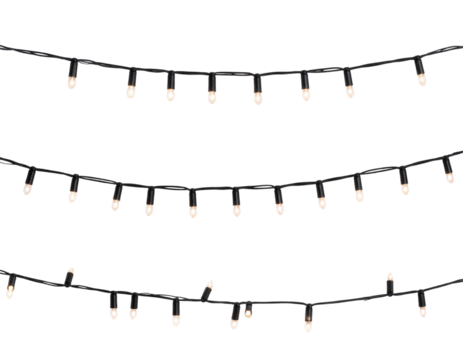 Minimalist Warm White Christmas Light Strand in Straight Line, Clean Design, Transparent PNG