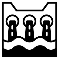 Hydroelectric outline mixed icon