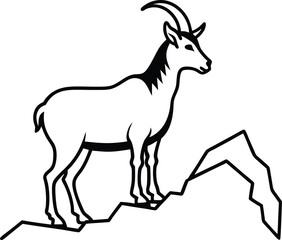 Fototapeta premium Silhouette of a mountain goat standing on a rocky cliff edge