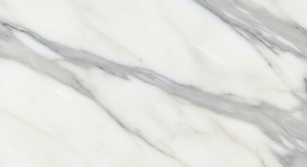 A luxurious white marble texture with elegant grey veins running diagonally across the smooth, polished surface.