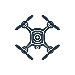 A top-down view of a drone with four propellers, showcasing its design and technology features