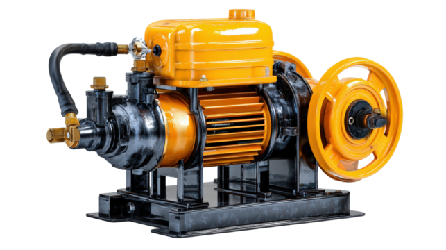 Electric miter saw with adjustable angle base background isolated on a Transparent background, PNG file.