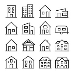 Building icon vector set. apartment illustration sign collection. skyscraper symbol. architecture logo.