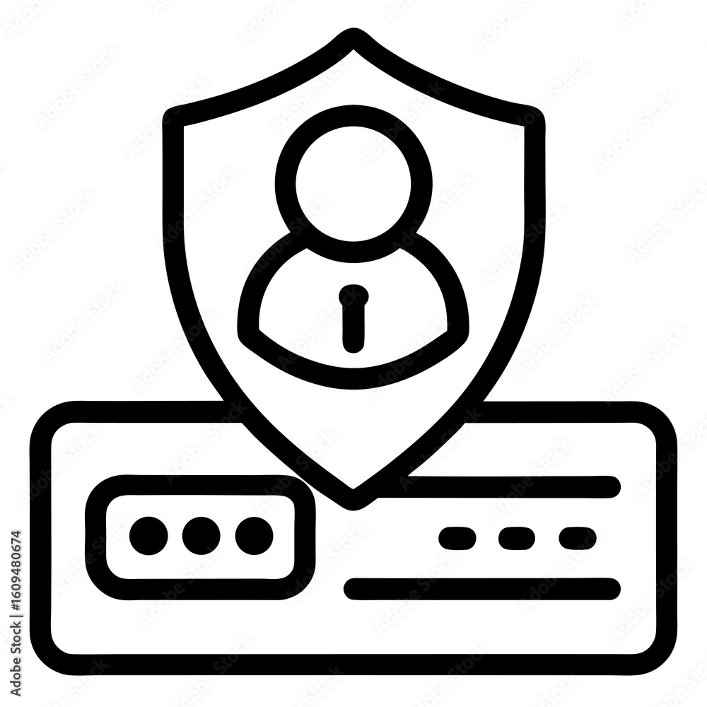 Poster authentication outline icon – black vector for user verification & security