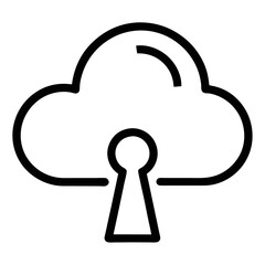 Cloud Keyhole Outline Icon – Black Vector for Secure Cloud Access & Data Privacy


