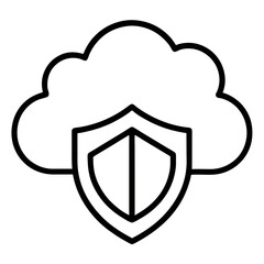 Fototapeta premium Cloud Shield Outline Icon – Black Vector for Cloud Security & Data Protection