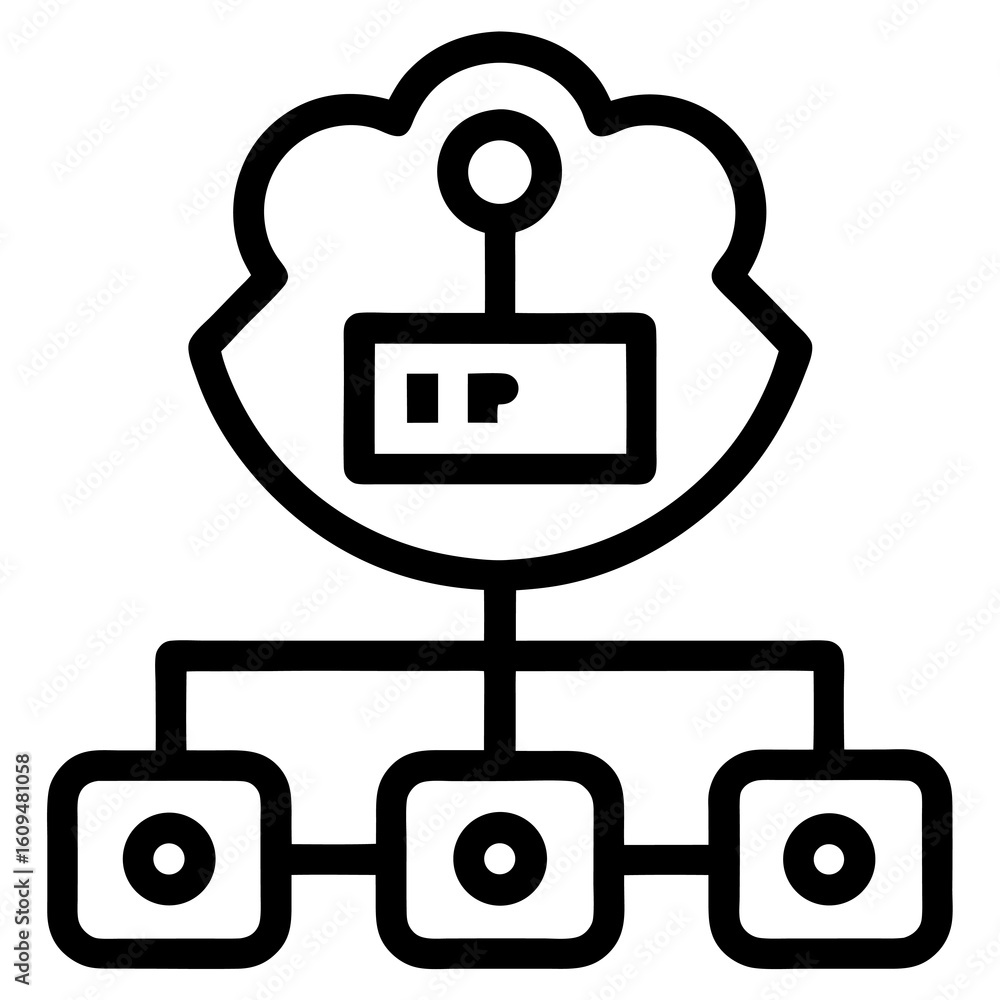 Poster digital ip connectivity symbol – line art icon for internet protocol