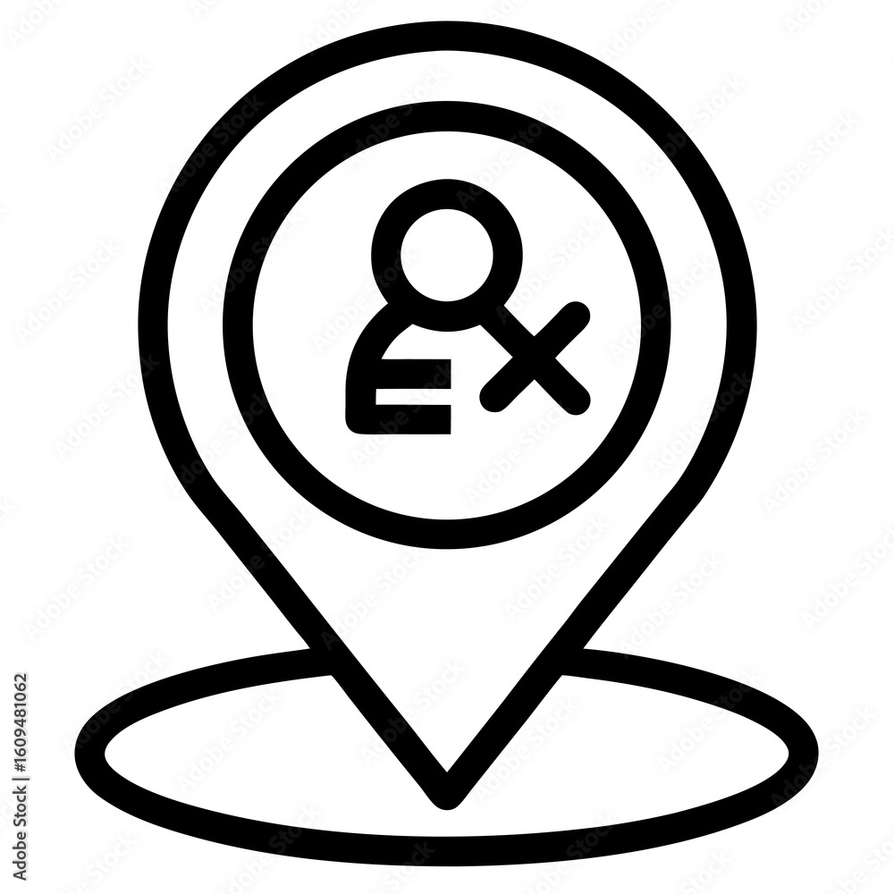 Poster digital geolocation privacy symbol – line art icon for restricted access
