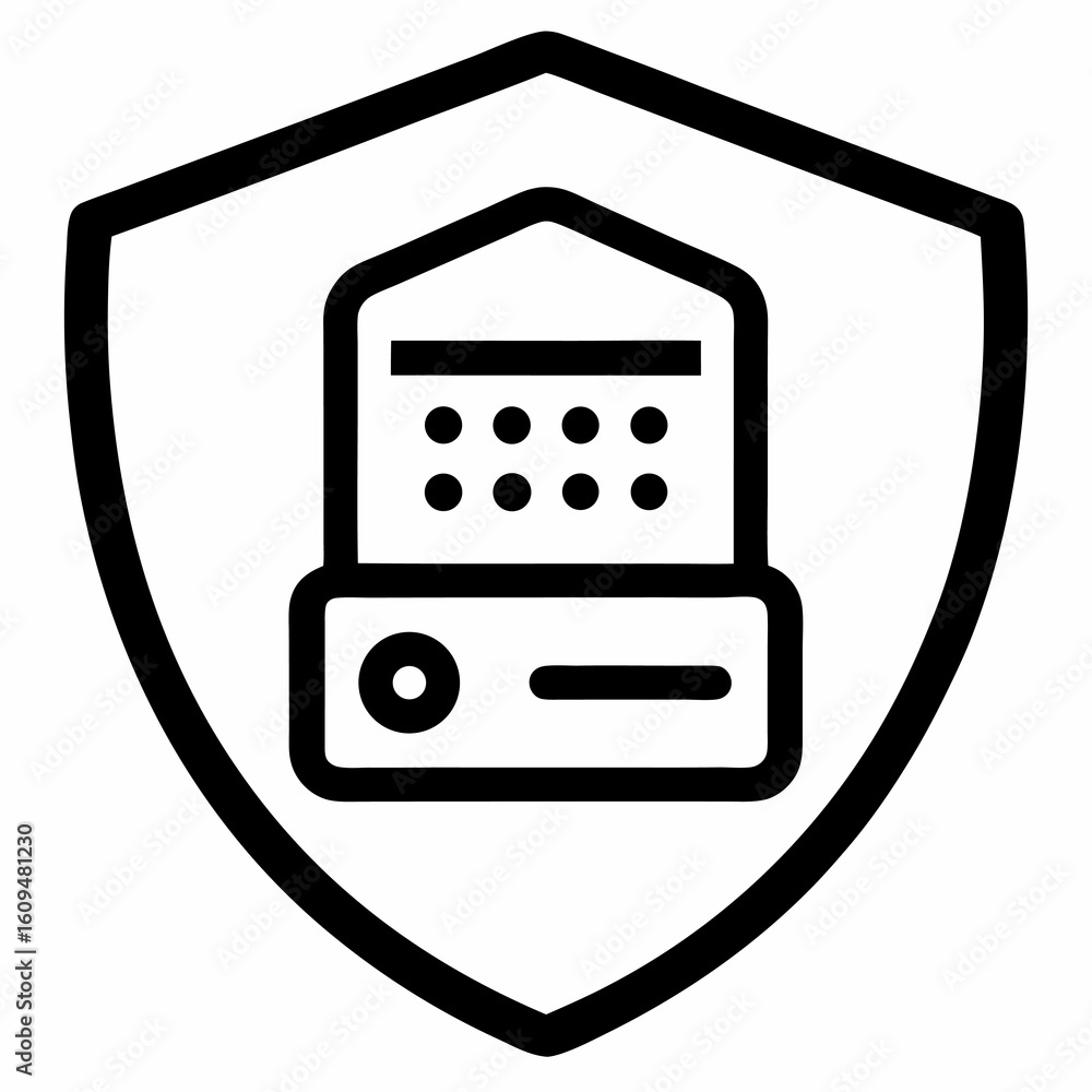 Aufkleber digital remote protection symbol – line art icon for secure network access
