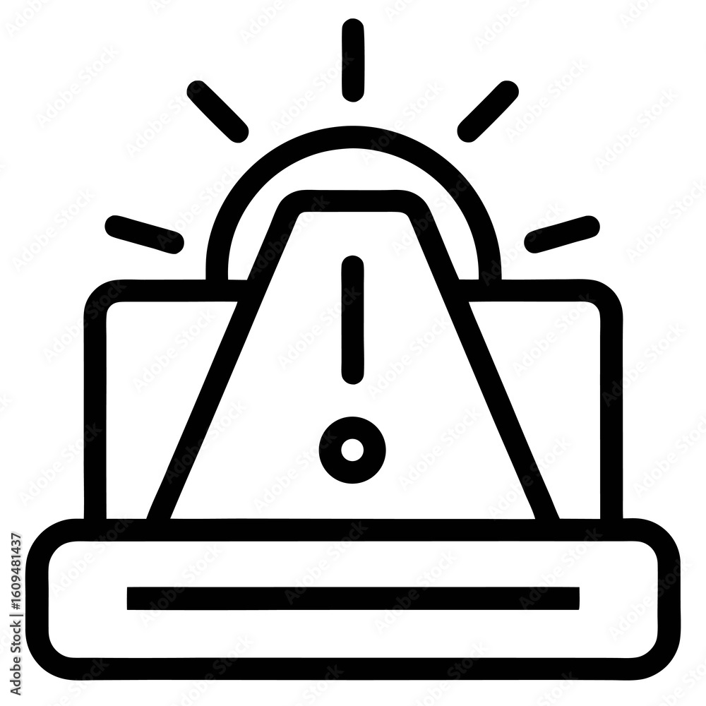 Aufkleber digital system notification symbol – line art icon for error & update prompts