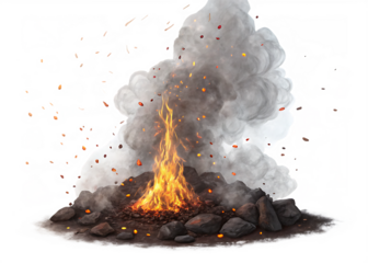  perftect fire particles embers isolated on white background PNG ,AI GENERATED