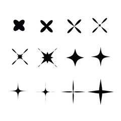 black and white star icon sheet and vector illustrations whhite background 