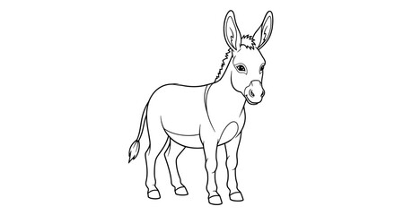 Obraz premium Gentle Donkey Vector Outline for Farm Animal & Rural Scene Coloring Books
