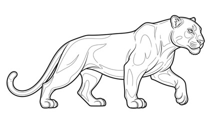 Obraz premium Panther Vector Outline for Wildlife & Big Cat Themed Coloring Fun