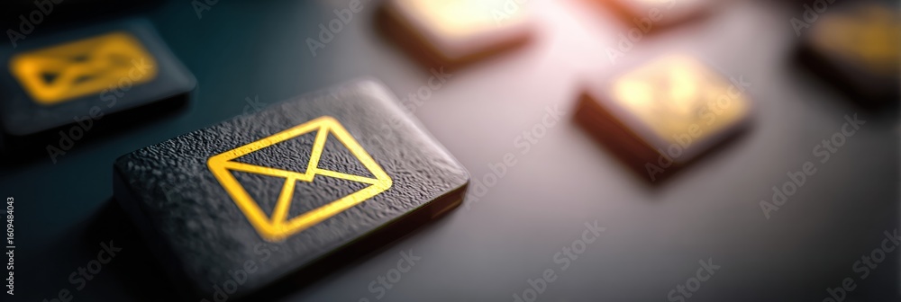 Poster highlighting a phishing email in an email inbox with low contrast background for text clarity and se