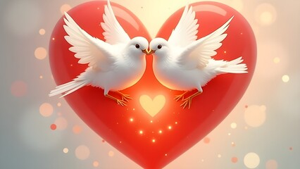 bird, tree, love, animal, birds, branch, illustration, 