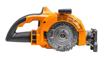 Electric saw with transparent safety shield background isolated on a Transparent background, PNG file.