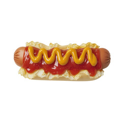 a delicious Hotdog with ketchup and mustard, mouthwatering hotdog adorned with ketchup and mustard, isolated on transparent background
