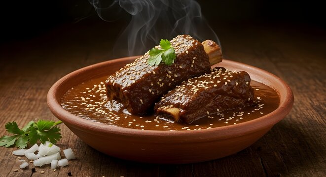 Traditional Mexican Mole de Espinazo&mdash;tender beef ribs simmered in rich, spicy mole sauce. A hearty, flavorful dish perfect for authentic food lovers.