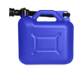 One blue plastic canister on white background