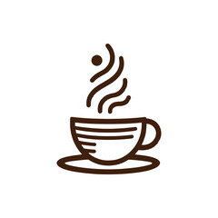 A steaming cup of coffee on a saucer, showcasing warmth and comfort in a cozy café setting