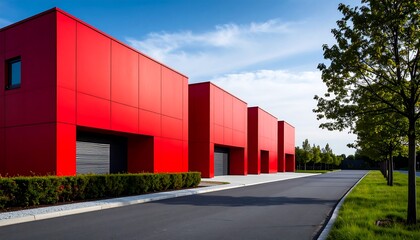 Fototapeta premium Modern red industrial buildings