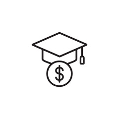 Graduation cap icon with dollar sign inside representing financial success in education