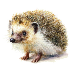 Hedgehog, watercolor painting, vector illustration, isolated on a white background.
