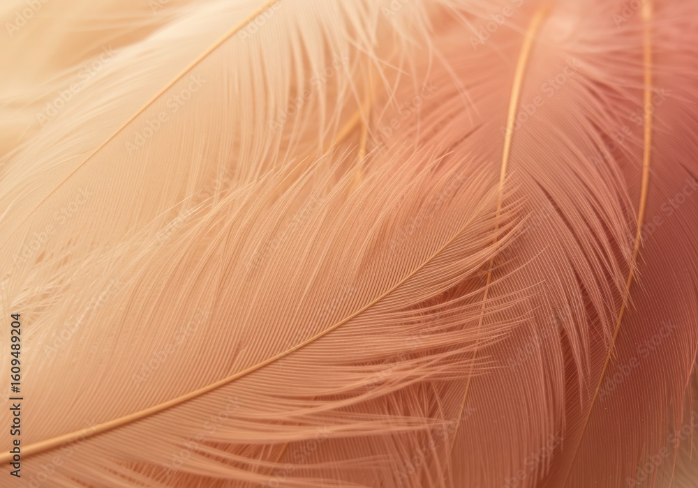 Poster closeup macro view of soft peach colored feathers