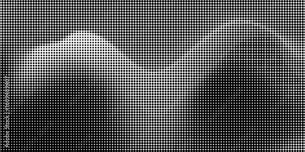 Poster black and white dotted halftone vector background. halftone pattern with black dot on transparent ov