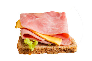 Sandwich ham, cheese, bread toast meat spam fresh delicious gourmet food background on the table...