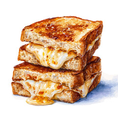 A watercolor painting of Grilled Cheese Sandwich, vector illustration on white background.