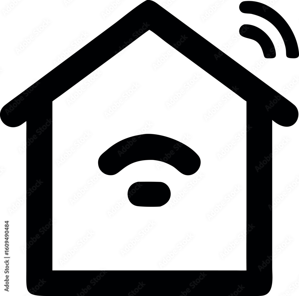 Poster smart home automation system icon design with color elements and basic fonts