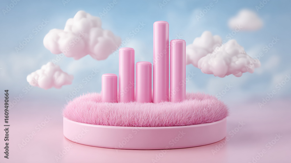 Poster business infographic featuring a 3d floating chart element.