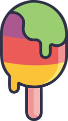 Colorful Popsicle Icon with Bite Mark in Flat Style