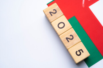 2025, Oman flag with date block, Concept, Important events for Oman the new year, election,...