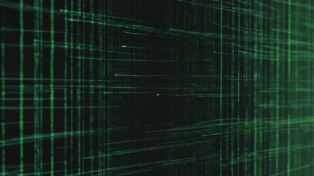 Futuristic green matrix digital code rain effect animation background wallpaper 4k - Powered by Adobe