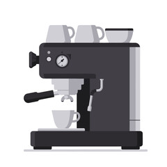 Modern espresso machine brewing fresh coffee, perfect for cafes and coffee shops promotional materials