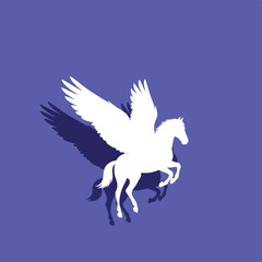 Fototapeta premium White Silhouette of Mythical Winged Horse Pegasus.