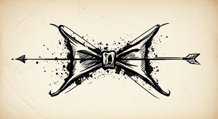 Arrow Through Grunge Ribbon Bow