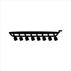 Isolated pictogram icon of a canoe, representing water sport activity with a person paddling a kayak