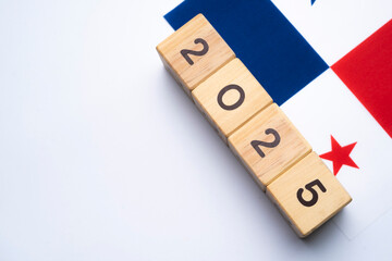 2025, Panama, Panama flag with date block, Concept, Important events for Panama in the new year,...