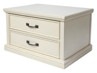 Elegant TwoDrawer White Wooden Chest on transparent background
