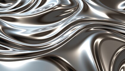 a chrome wave surface in abstract form with realistic reflections, subtle shadowing, and shimmering detail perfect for tech forward visual assets.